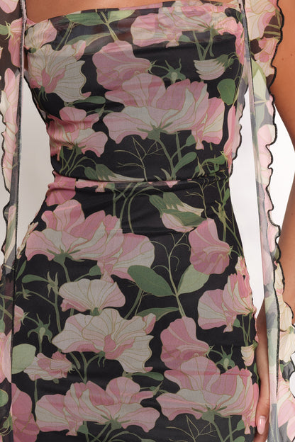 Cowl-Neck Flounce-Strap Maxi Dress