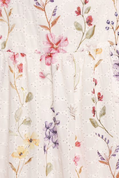 Embroidery-Anglaise Tiered Halter Maxi Dress