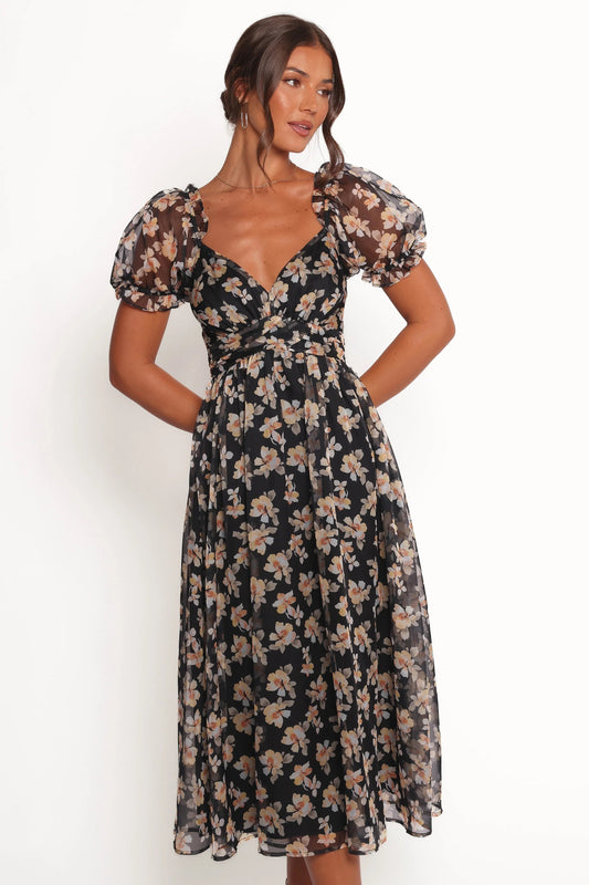 Frill-Detail Empire Maxi Dress
