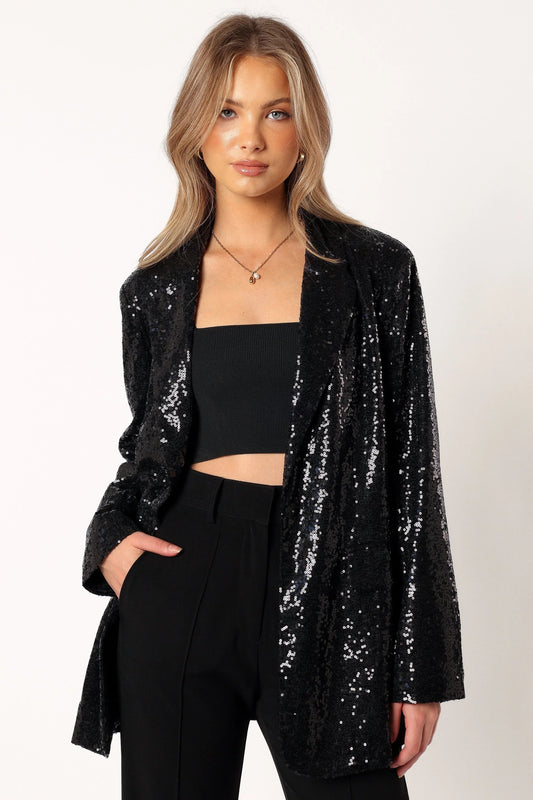 Relaxed Sequin Lapel Blazer