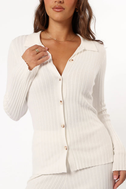 Ribbed Button-Front Knit Set