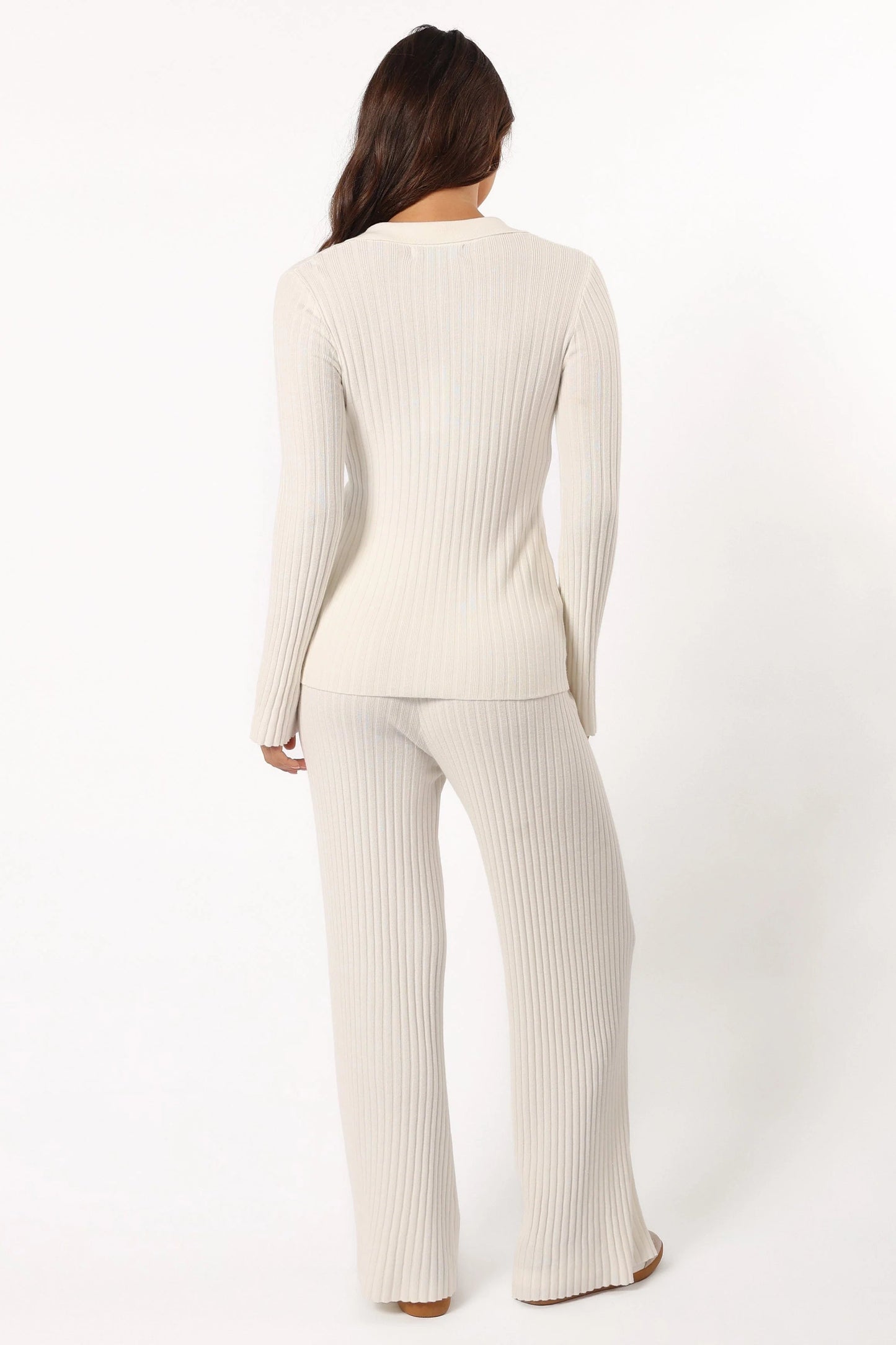 Ribbed Button-Front Knit Set