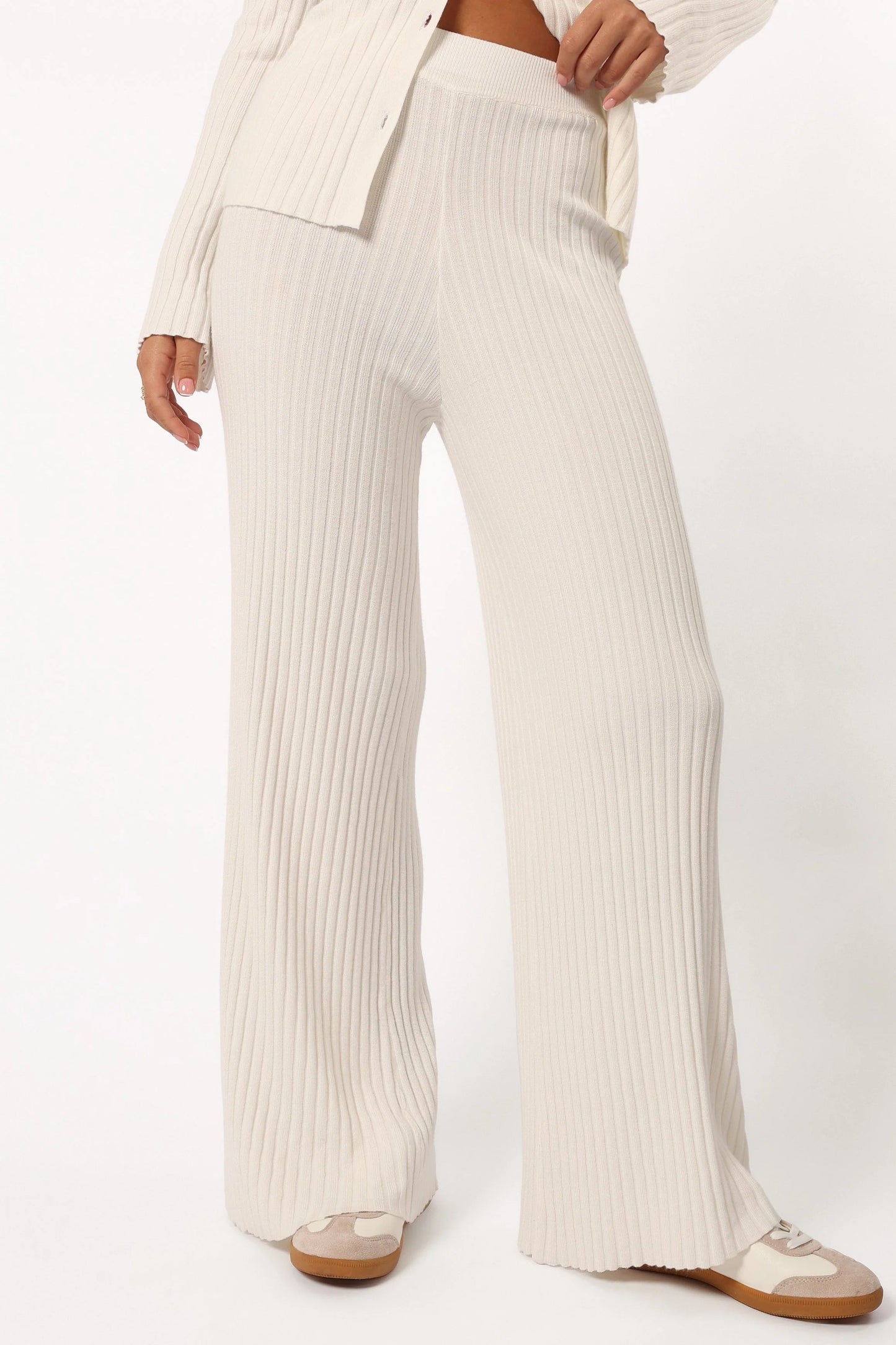 Ribbed Button-Front Knit Set