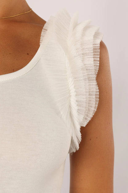 Tulle Ruffle Sleeve Bodysuit