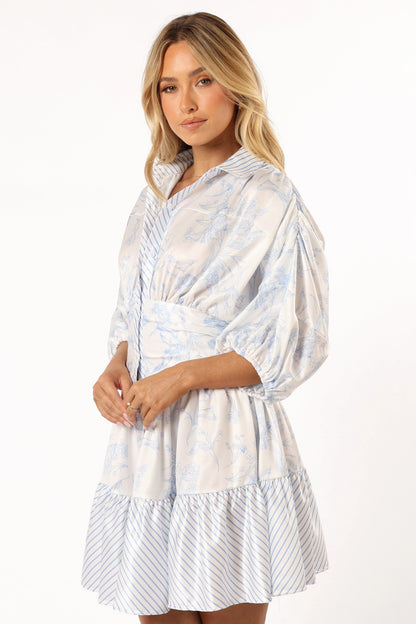 V-Neck Satin Button-Front Mini Dress